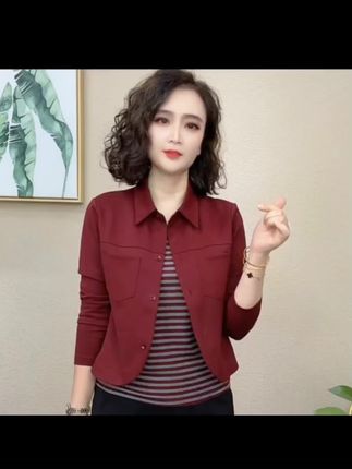 2025秋季新款翻领拼接条纹假两件休闲风显瘦百搭长袖上衣#97221#假两件休闲风长袖 #女装穿搭 #每日穿搭 #谁穿谁好看系列