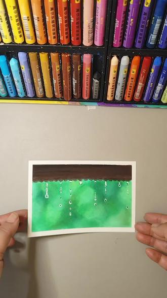 零基础学油画棒第73天-新手也能画的屋檐雨滴#真实生活分享计划 #艺术在抖音 #春天的色彩 #跟着抖音学画画 #零基础学画画