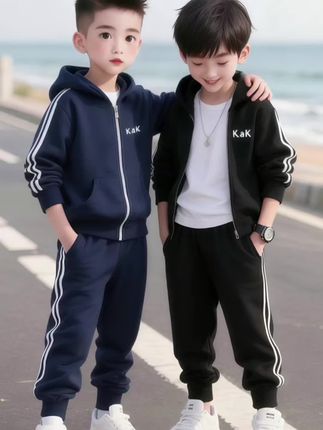 儿童装男童秋装套装2025新款男孩帅气中大童运动炸街春秋两件套潮#两件套