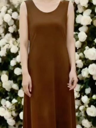 【正品】百搭时尚新款垂感长款女士高级感显瘦连衣背心裙-702 #背心裙