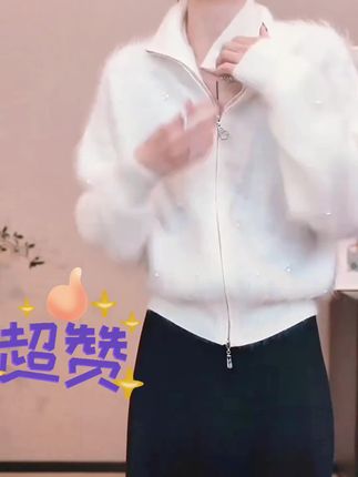 CHENSMCHEN100山羊绒纯色简约针织衫女休闲百搭开衫外套#韩系简约穿搭#每日分享 #日常搭配