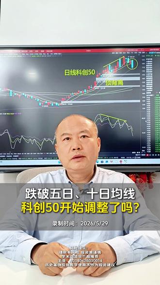 跌破五日、十日均线,科创50开始调整了吗?#股市 #A股 #技术分析