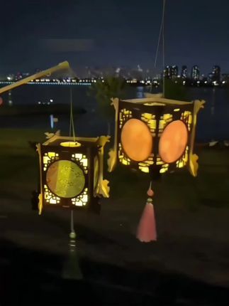 中秋节织锦灯笼手工diy材料新款儿童古风创意投影宫灯手提花灯#手工diy #国风物件 #好物推荐🔥
