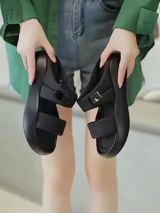 厚底拖鞋女夏外穿2025新款时尚简约女士半拖增高软底一字凉拖#凉拖鞋 #好穿不累脚 #夏季凉鞋 #凉鞋 #软底软面穿上超舒服