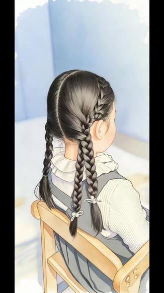 宝妈必学!超简单三股辫编发,女儿上学被夸爆#日常生活实用发型 #创作者中心 #创作灵感 #上学发型#女童发型