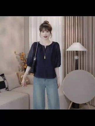 LMENY烟花漫~设计感莱赛尔刺绣宽松减龄显瘦中袖小衫#显瘦穿搭时尚女装 #新款热卖中 #洋气百搭 #谁穿谁好看