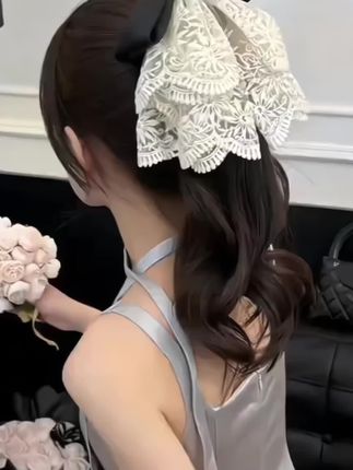 韩国气质高级感头饰超大号复古蕾丝花边抓夹发卡鲨鱼夹#头发头饰美出高级感 #蕾丝花边抓夹 #鲨鱼夹#头饰发饰 #爱了爱了