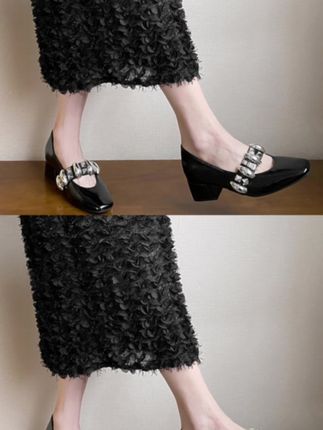 内外增高7cm~气质时尚一字带软皮粗跟玛丽珍鞋#软底软面穿上超舒服 #内增高单鞋 #小个子穿搭 #小个子女生的夏日通勤穿搭 #早秋穿搭