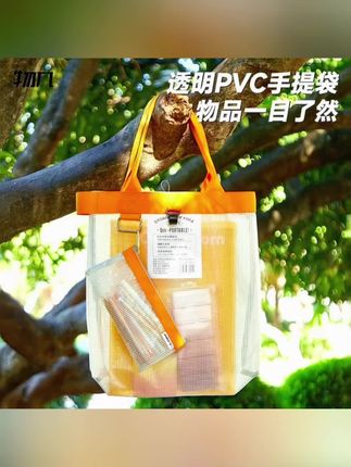 #收纳包 物几WY手提袋透明大容量收纳包防水耐脏加厚补习袋学生文件资料袋#帆布包 #收纳袋 #补习袋 #学生党好物推荐