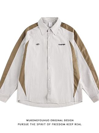 打工人OOTD|撞色竖条纹衬衫,职场休闲风轻松拿捏 拼接撞色增添了时尚感,竖条纹利落又显精神~ #长袖衬衫 #衬衣 #撞色穿搭 #ootd穿搭 #早秋高智感职场穿搭