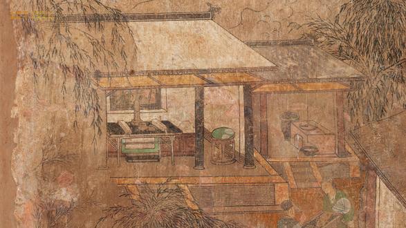 永乐宫纯阳殿壁画18:异香引仙,一卦悟天机 邵康节闻异香占卦,预知吕祖将至,设位相迎。吕祖以 “知来不知去” 点化,授其口诀。邵康节遂闭门养气,著《皇极经世》等书,传为佳话。#永乐宫壁画 #纯阳殿壁画 #八仙吕洞宾 #吕祖