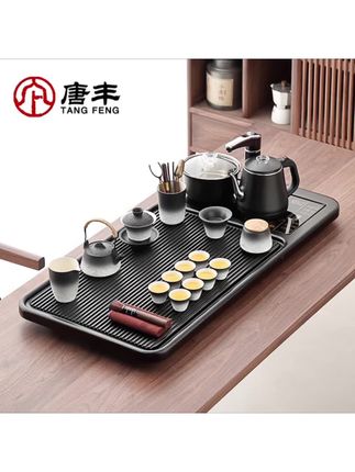 高端黑陶功夫茶具套组中式家用办公会客茶盘全自动茶台烧水壶一体 #茶生活 #茶具 #茶具好物 #茶盘 #茶具套装