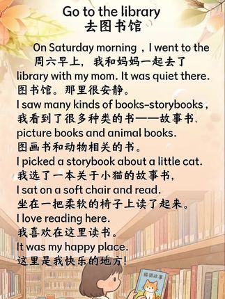 《go to the library 去图书馆》 英语晨读小短文,每天坚持朗读,日积月累,培养口语语感,提升写作能力!#小学英语#英语作文#英语口语#英语晨读#英语启蒙