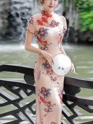 【秀色梦舞】夏季网纱旗袍改良敬酒服中国风弹力修身气质显瘦连衣裙#优雅气质 #江南水乡风情 #旗袍美人 #好身材好气质 #高端大气