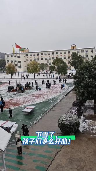 下雪了,孩子们多么开心!#最美校园 #下雪了