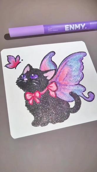 爆闪蝴蝶小黑猫🐈 🐱 自带星光的蝴蝶小黑猫
🖌️:恩米爆闪丙烯马克笔
#拼豆#猫 #爆闪 #丙烯马克笔 #可爱到爆炸💥