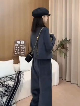 #谁穿谁漂亮 休闲灰色马甲阔腿裤套装女春秋老钱风三件套ootd穿搭大方得体减龄