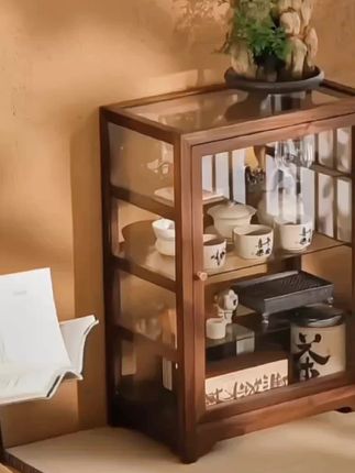 北美胡桃实木透明玻璃防尘展示中式古董收纳柜茶叶柜茶具收纳柜#茶具收纳柜 #茶具收纳 #茶人茶事茶生活 #茶生活 #喝茶养生