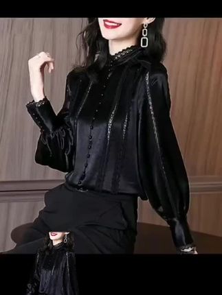 春装2025年新款法式别致设计感洋气蕾丝花边领子衬衣泡泡袖上衣女#好物分享🔥 #上热门🔥