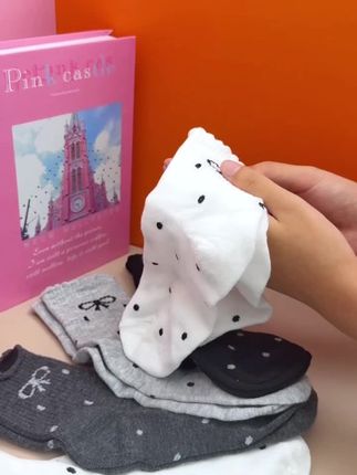 8双装日系中筒袜,花边波点蝴蝶结设计,春季学生女生的潮流之选!#袜子