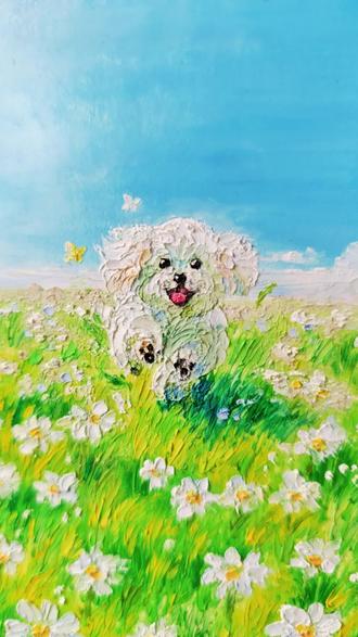 详细色号小狗愉快的在草地撒欢油画棒手绘全过程教程#没点艺术细胞刷不到 #油画棒 #画狗 #手绘 #教程