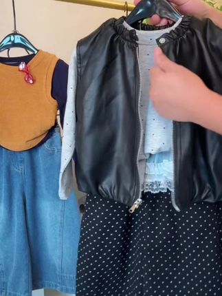 女童2025新款秋装套装洋气时髦韩系ins皮衣马甲衣三 件套#女装穿搭 #穿搭搭配 #甜美套装 #好看又好穿 #百搭舒适