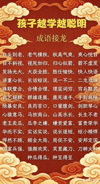 成语接龙#国学智慧教育 #成语接龙 #孩子教育#每天学习一点点 #育儿国学知识 #国学文化教育