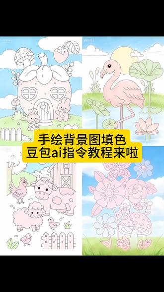 手绘背景图填色豆包ai指令教程来啦#治愈画风 #豆包ai #豆包出大片有两把刷子 #简笔画 #填色教程