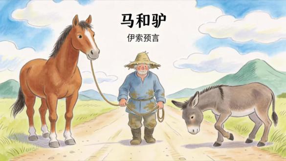 马和驴,伊索寓言故事分享,简短的故事,大大道理,适合容易忘词的小朋友上台分享,视频同款POT分享……#马和驴 #马和驴PPT #伊索寓言里的故事 #幼儿故事表演 #小孩子讲故事