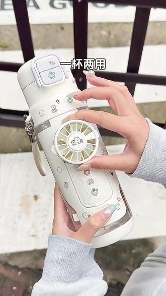 喷雾水杯 喷雾运动水杯夏季学生便携带风扇随手杯女生户外降温双饮吸管杯子#双饮吸管杯 #户外出行 #夏季好物 #便携好物 #降温神器
