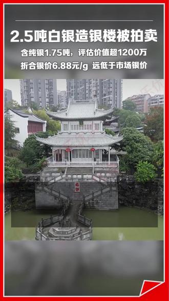 2.5吨白银造银楼被拍卖!
折合银价6.88元/g,远低于市场银价。
#永兴银楼 #白银 #银价 #拍卖 #地标建筑