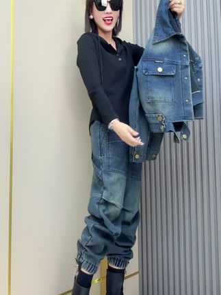 #牛仔休闲套装#两件套#面料柔软舒适