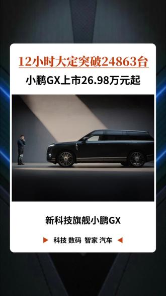 小鹏GX上市12小时大定24863台,26.98万元起大定销量超预期
#新科技旗舰小鹏GX上市26.98万元起 #小鹏GX价格炸裂 #小鹏GX #小鹏汽车