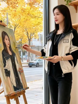 短款春秋新款小个子休闲高级感夹克女连帽冲锋衣外套#冲锋衣 #时尚穿搭 #减龄显瘦穿搭 #小个子穿搭 #时尚休闲穿搭