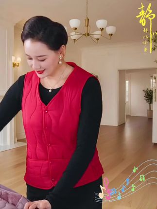 国风秋冬女士棉马甲女款马甲加绒贴身保暖坎肩内穿背心外穿棉马夹