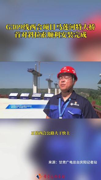 G309线西合项目马莲河特大桥首对斜拉索顺利安装完成