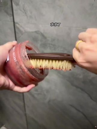 鬃毛沐浴刷洗澡搓背干湿两用长柄仿手掌弧形洗澡刷猪鬃毛软毛梳柄#沐浴刷#刷子#洗澡刷