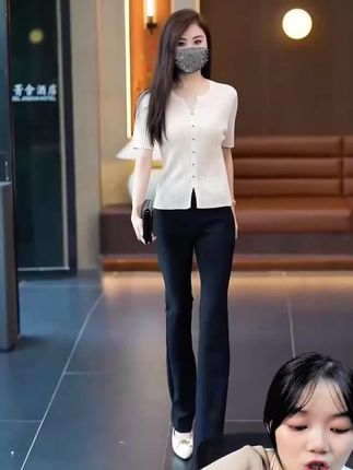 艾格弹力百搭垂感微喇裤2025秋季新款高腰显瘦休闲百搭喇叭裤 #喇叭裤 #弹力 #垂感 #高腰 #显瘦