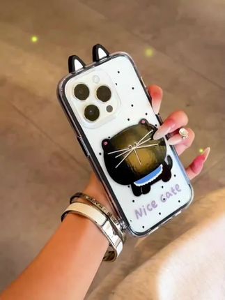 欧克里里大脸猫咪黑白耳朵适用苹果16撞色手机壳华为vivo小米oppo#网红手机壳 #心动的感觉 #爱了爱了 #仙女必备 #闺蜜同款