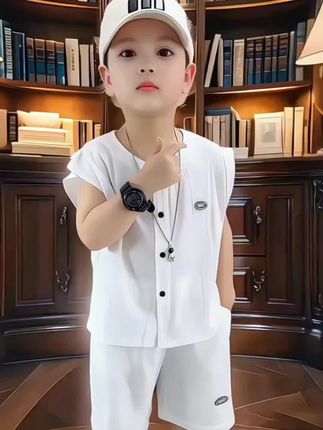 男童夏装潮酷帅气两件套,白色干净清爽#夏季穿搭 #高品质童装 #今日穿搭分享 #潮酷穿搭 @上热门🔥🔥🔥 @抖音小助手