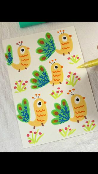 简笔画教程 | 小孔雀 #简笔画画 #跟着抖音学画画 #丙烯马克笔 #儿童简笔画画法 #绘画教程