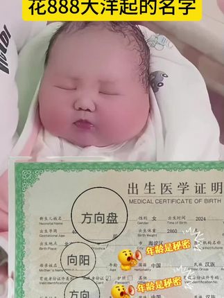 孩子的名字寄托着爸爸妈妈的希望,孩子妈妈给孩子爸爸转888让爸爸给好好起名字,孩子爸爸说这名字绝对好!孩子绝对在轨不跑偏,偷偷就给办了出生证明,只是万万没想到啊~~#新生儿 #新生宝宝 #迎接新生命 #名字 #新生儿起名