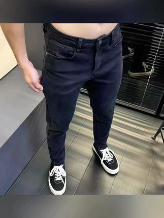 修身弹力简约百搭秋冬款男裤牛仔裤深灰色男士时尚牛仔裤潮流6289#牛仔裤