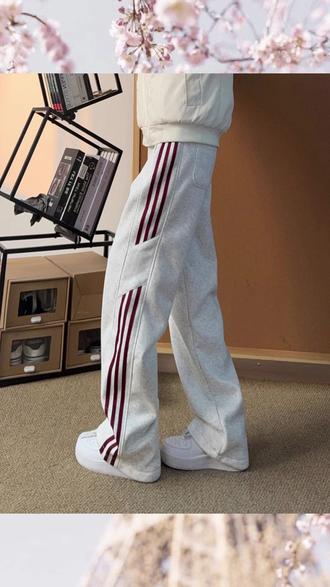#显瘦显高显腿长 #ootd穿搭 #加绒保暖 #卫裤男 #休闲款 美式直筒条纹休闲裤卫裤男士宽松百搭男款条纹潮流休闲裤