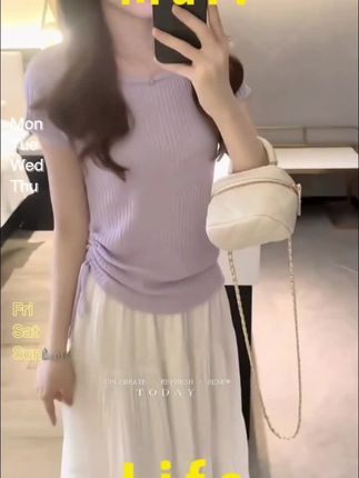 新款 巨好看的夏装一整套 时尚气质短袖t恤 百搭半身裙套装#集美们的夏日必备