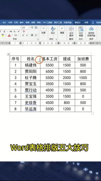 Word表格排版五大技巧