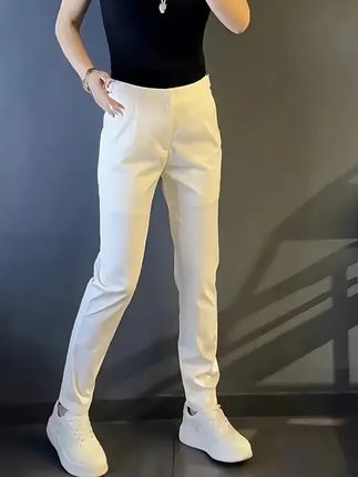 春秋白色天丝高级感男士休闲裤时尚新款黑色商务长裤直筒潮流裤子#休闲裤 #穿出自己的风格 #百搭休闲裤 #显高显瘦显腿长 #谁穿谁好看