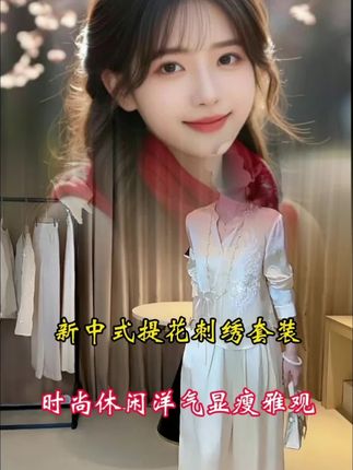新中式提花刺绣套装#2025春秋国风套装#高级感上衣#直筒休闲裤两件套#高级感穿搭#优雅气质#女人味穿搭