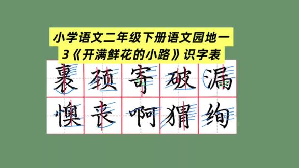 小学语文二年级下册
语文园地一3《开满鲜花的小路》
识字表
#二年级下学期语文 #星辰老师教写字#偏旁部首 #硬笔书法 #每日练字