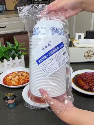 家里经常来客人或外出露营的就用这个#一次性青花碗结实又耐用, #一次性青花碗材质厚实耐高温 #一次性青花瓷碗塑料碗